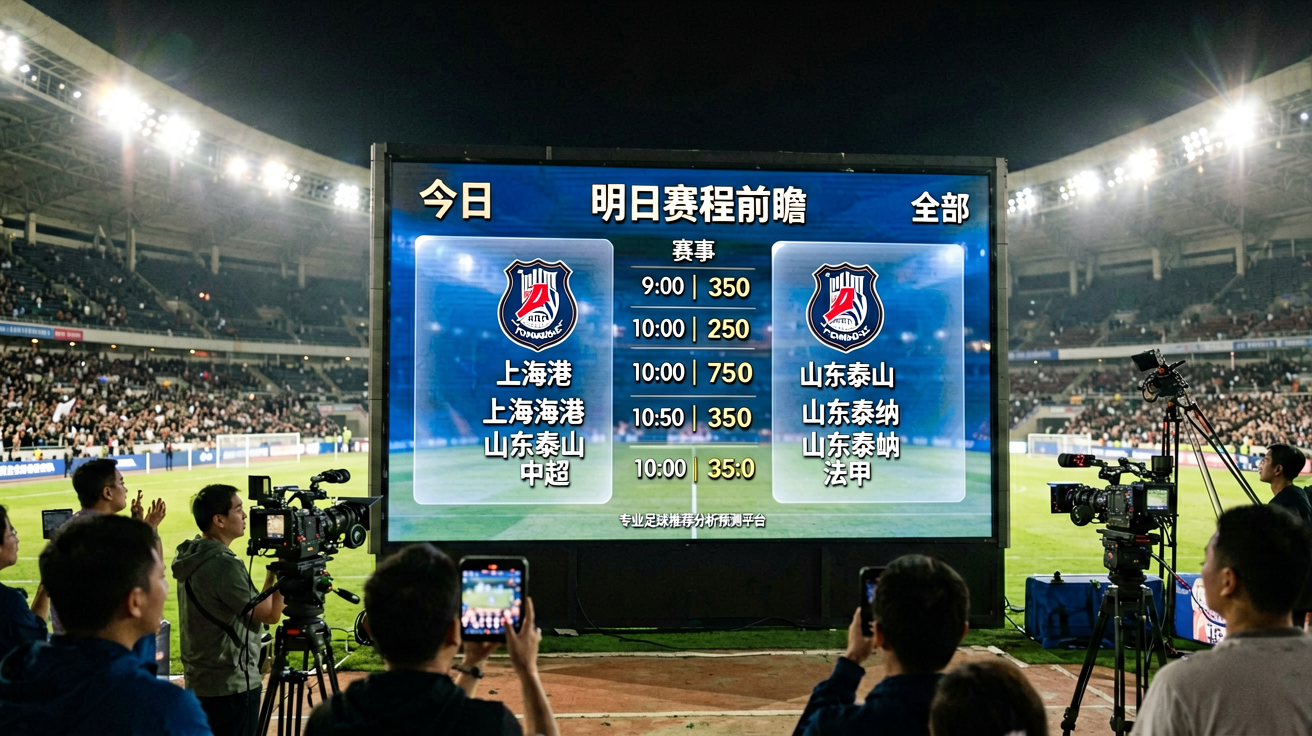 夜间体育场灯光下的比赛结果展示
